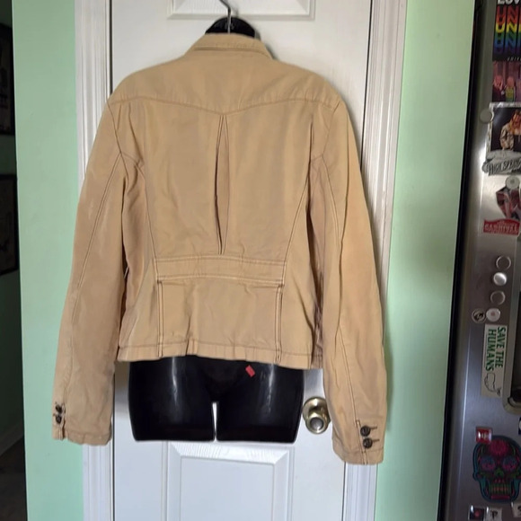 Ralph Lauren Original Polo Jeans Tan Denim Crop Jacket 100% Cotton Fall Size XL - Picture 4 of 7